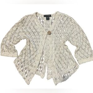 Cream Knit Cardigan Boho Vintage 
Cardigan Sz PS